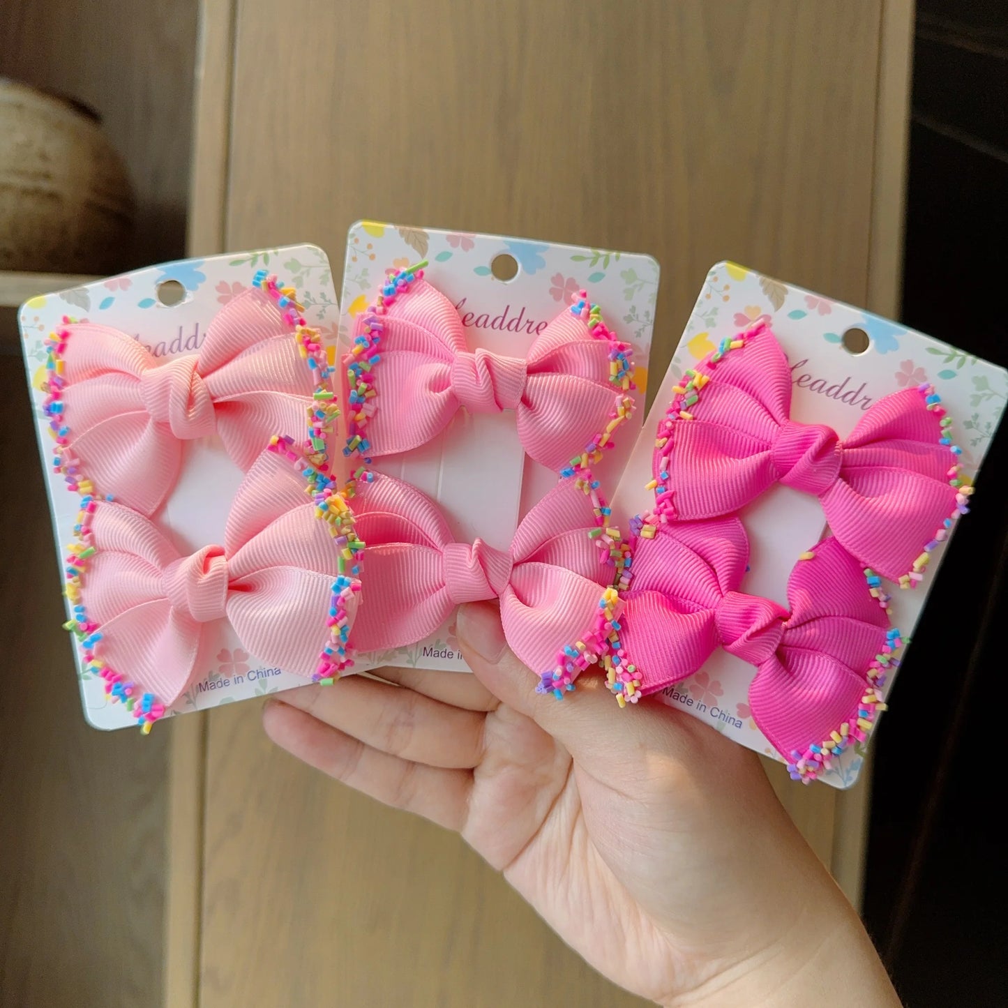 MaisonVerde® 2-Piece Hair Bow Clips – Fashion Ribbon Barrettes for Girls | Solid Colour Cheer Hair Accessories