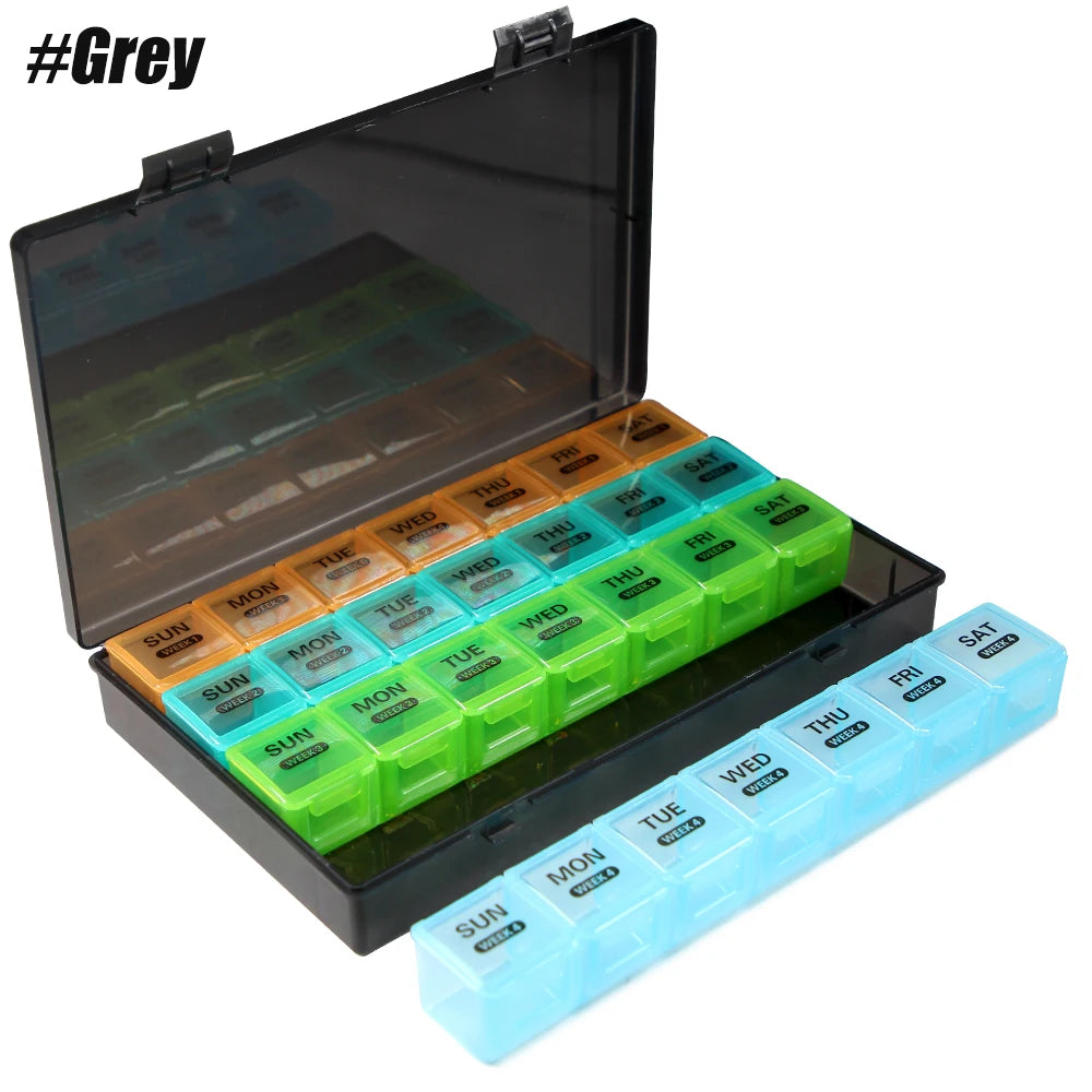 MaisonVerde® Extra-Large 28-Day Pill Organizer – 4-Week Medicine & Vitamin Case with Weekly Travel Trays | BPA-Free Monthly Supplement Box