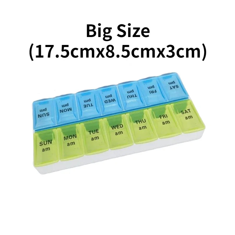 MaisonVerde® Weekly Travel Pill Organizer – 7-Day Compact Pill Box with 14 Compartments | AM/PM Storage for Vitamins, Tablets & Fish Oils