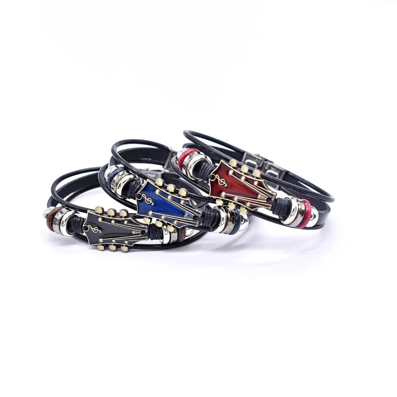MaisonVerde® Men's Braided Leather Bracelet – Flag-Inspired Design, Zinc Alloy Clasp | 20.5cm Trendy Fashion Bangle for Daily Wear
