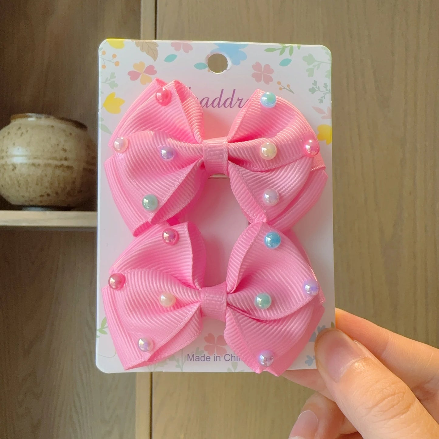 MaisonVerde® 2-Piece Hair Bow Clips – Fashion Ribbon Barrettes for Girls | Solid Colour Cheer Hair Accessories