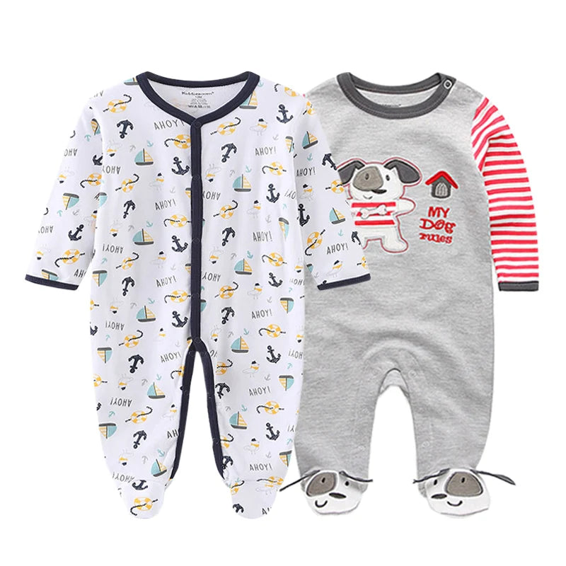 MaisonVerde® Kiddiezoom 2-Piece Baby Romper Set – 100% Cotton Long Sleeve Jumpsuit (0–12 Months)
