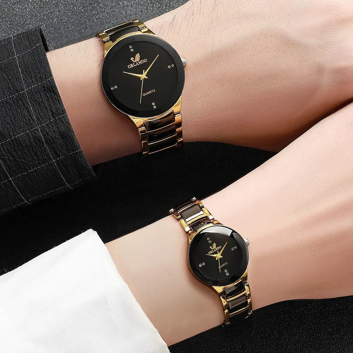 MaisonVerde® Couple’s Quartz Watch Set – Stainless Steel Fashion Wristwatches for Men & Women | Elegant Everyday Matching Timepieces