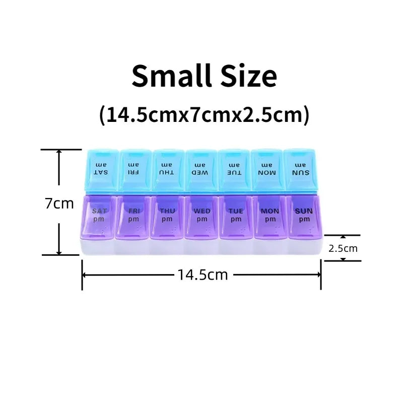 MaisonVerde® Weekly Travel Pill Organizer – 7-Day Compact Pill Box with 14 Compartments | AM/PM Storage for Vitamins, Tablets & Fish Oils