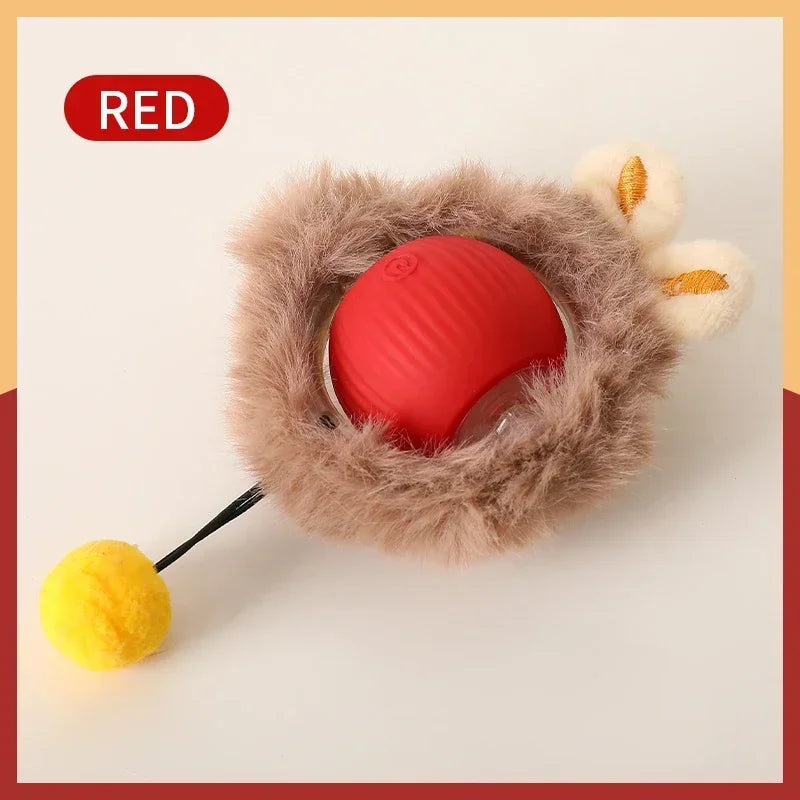 SmartPounce™ Interactive Cat Ball – Rechargeable, Auto-Rolling, Faux Tail, Silent, Silicone | MaisonVerde