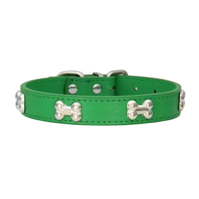 Bone Leather Durable Pet Dog Collar – Adjustable, Stylish & Comfortable for Small to Large Dogs