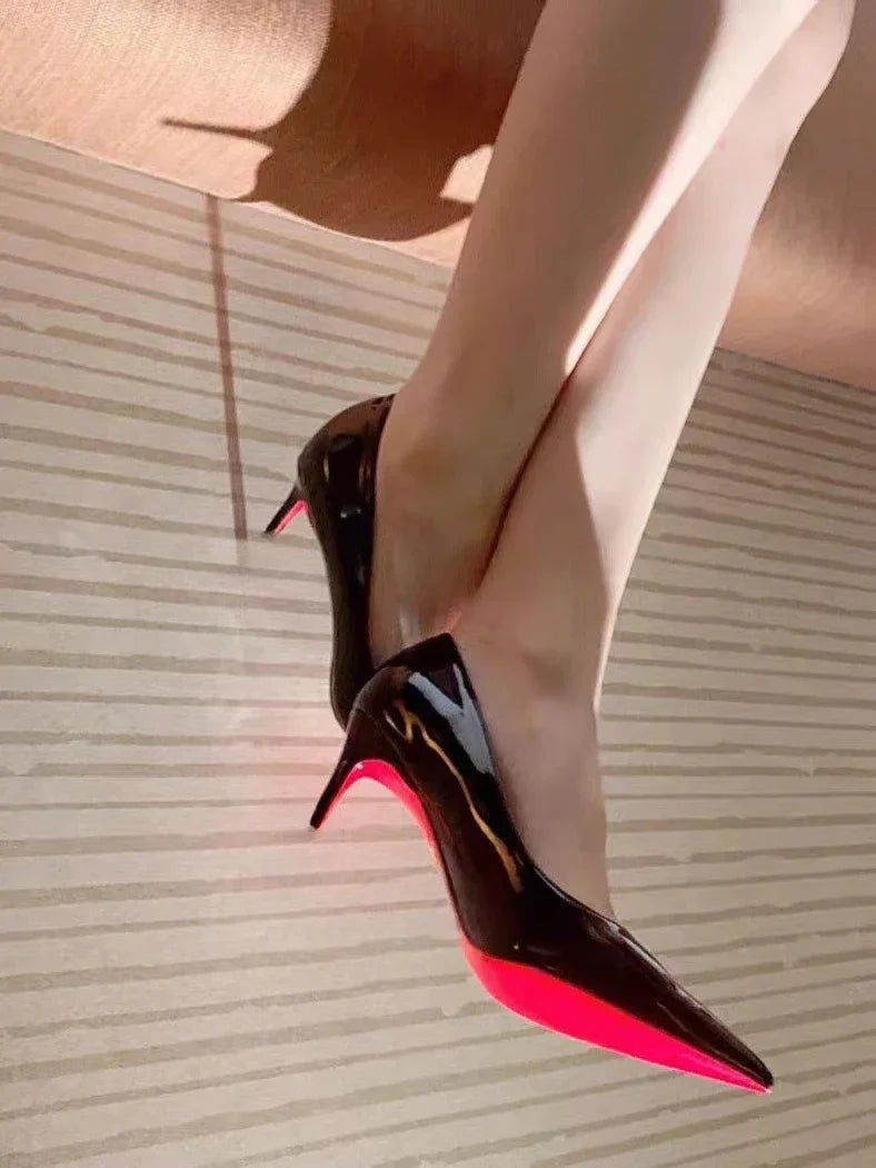 MaisonVerde® 2025 Red Sole High Heels – European-Style Pointed-Toe Pumps for Women | Oversized Club & Wedding Shoes (Slip-On, Large Sizes Available)