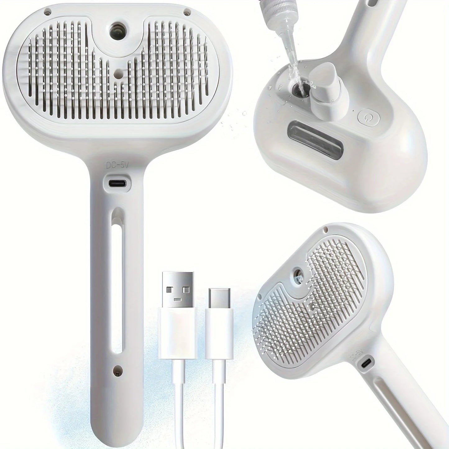 MaisonVerde® Pet Dematting Spray Comb – Self-Cleaning Hair Remover Brush with Built-In Mist Humidifier for Cats & Dogs